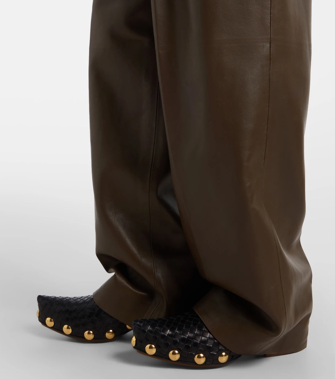 Bottega Veneta - Pleated leather straight pants