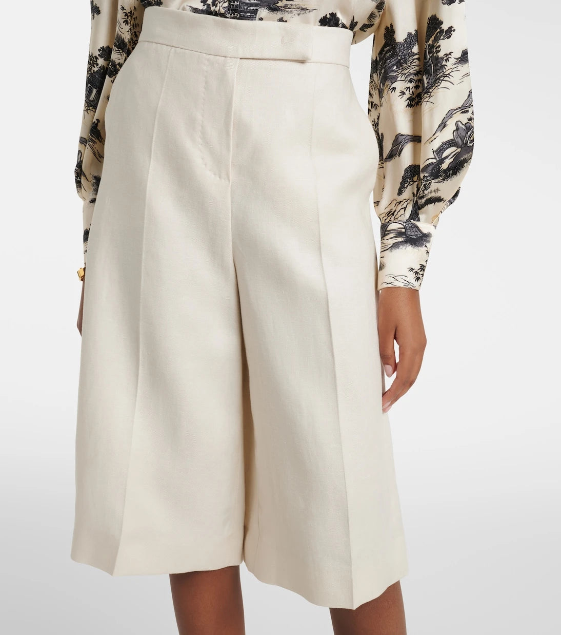 Max Mara - Kaki linen wide-leg Bermuda shorts