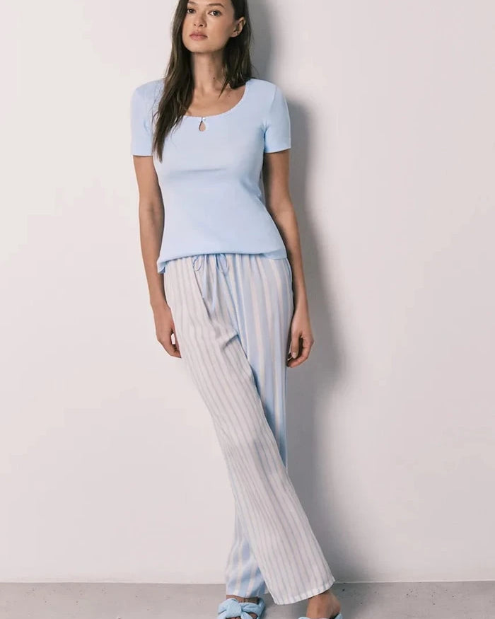 women'secret pamuklu elastanlı iki parçalı kadın pijama takımı
