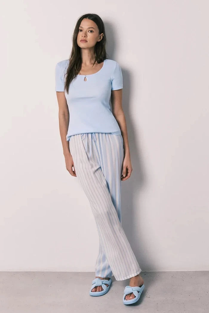 women'secret pamuklu elastanlı iki parçalı kadın pijama takımı