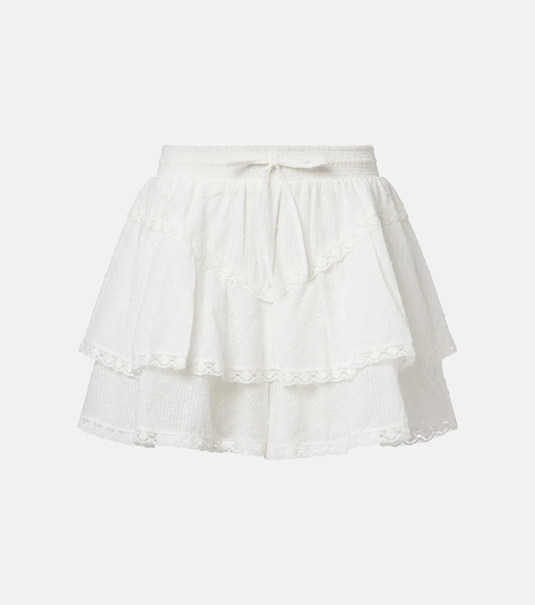 Poupette St Barth - Thia embroidered tiered cotton shorts