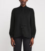 Black Silk Pussybow Blouse