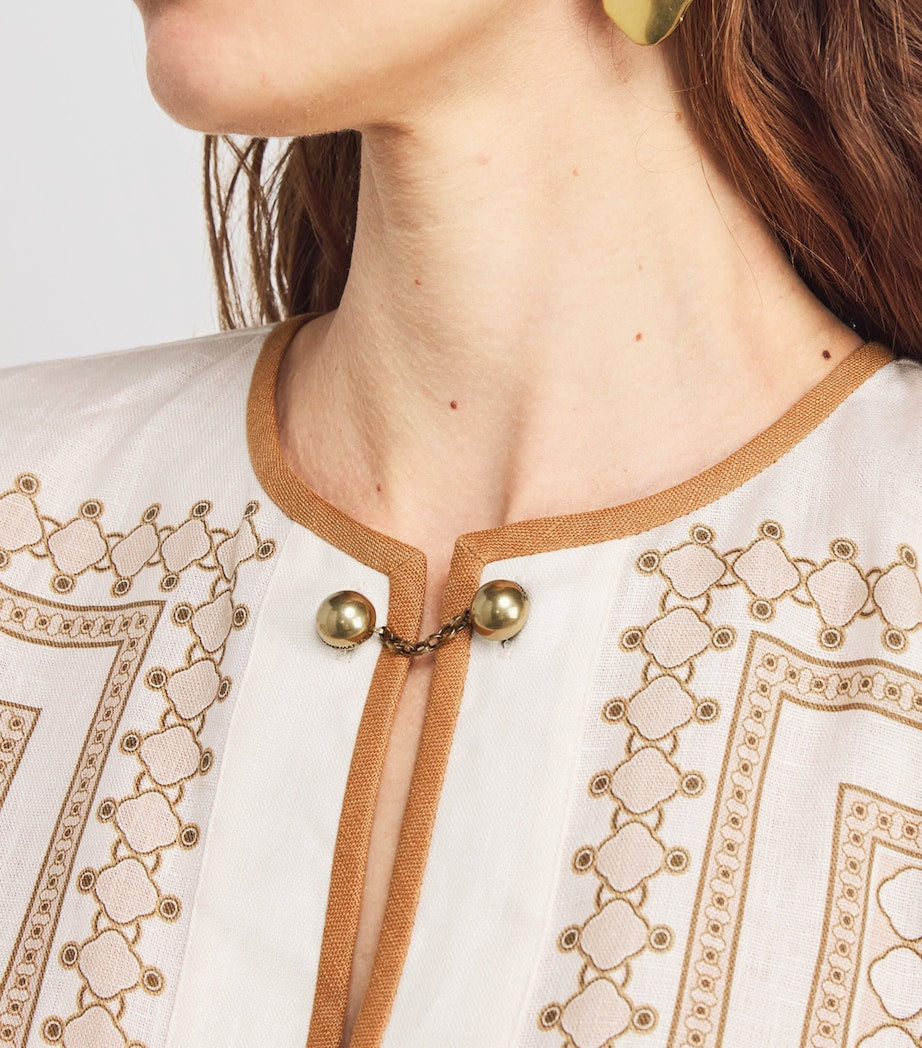 Nude Linen Tunic Midi Dress