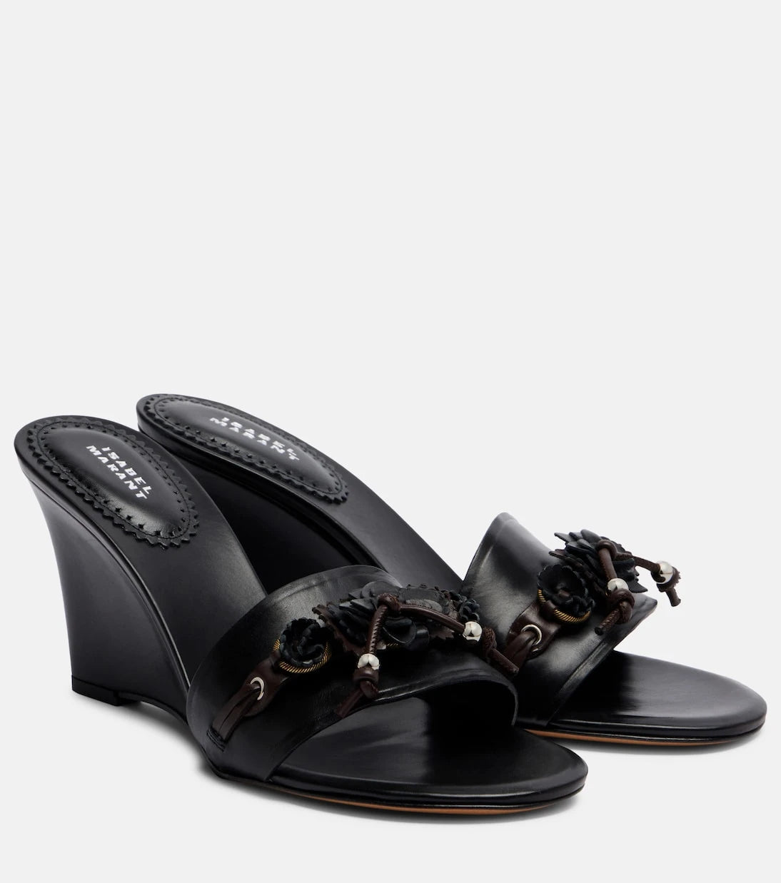 Isabel Marant - Anee embellished leather wedge mules