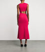 Red Spiral Crystal Cut-Out Maxi Dress