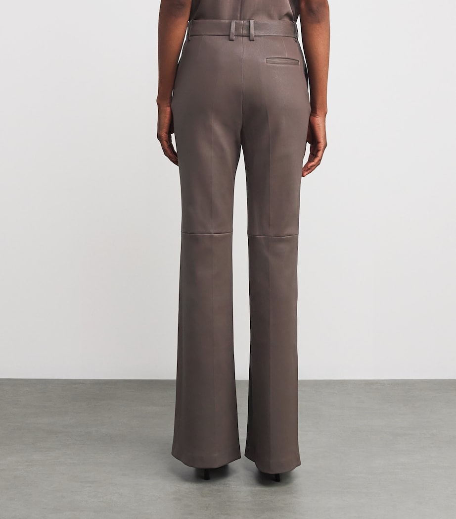 Leather Tafira Flared Trousers MUSHROOM