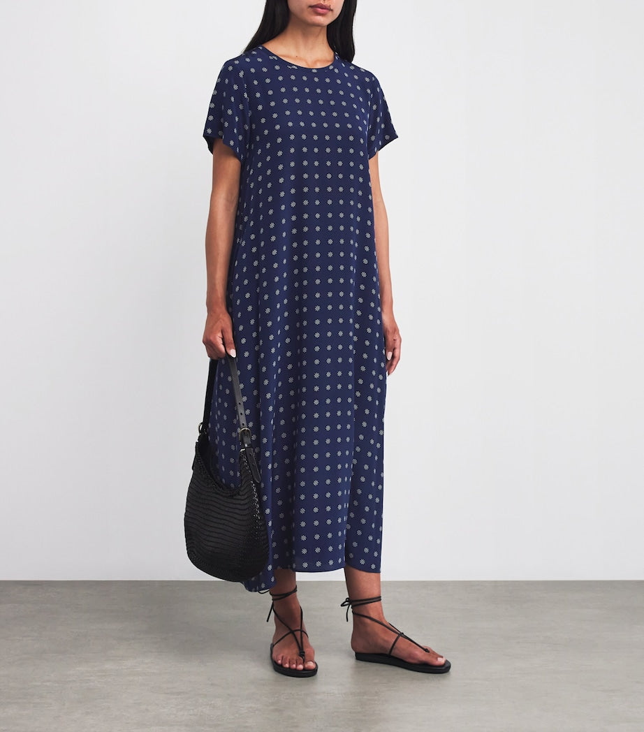Weekend Max Mara Blue Silk Printed Maxi Dress