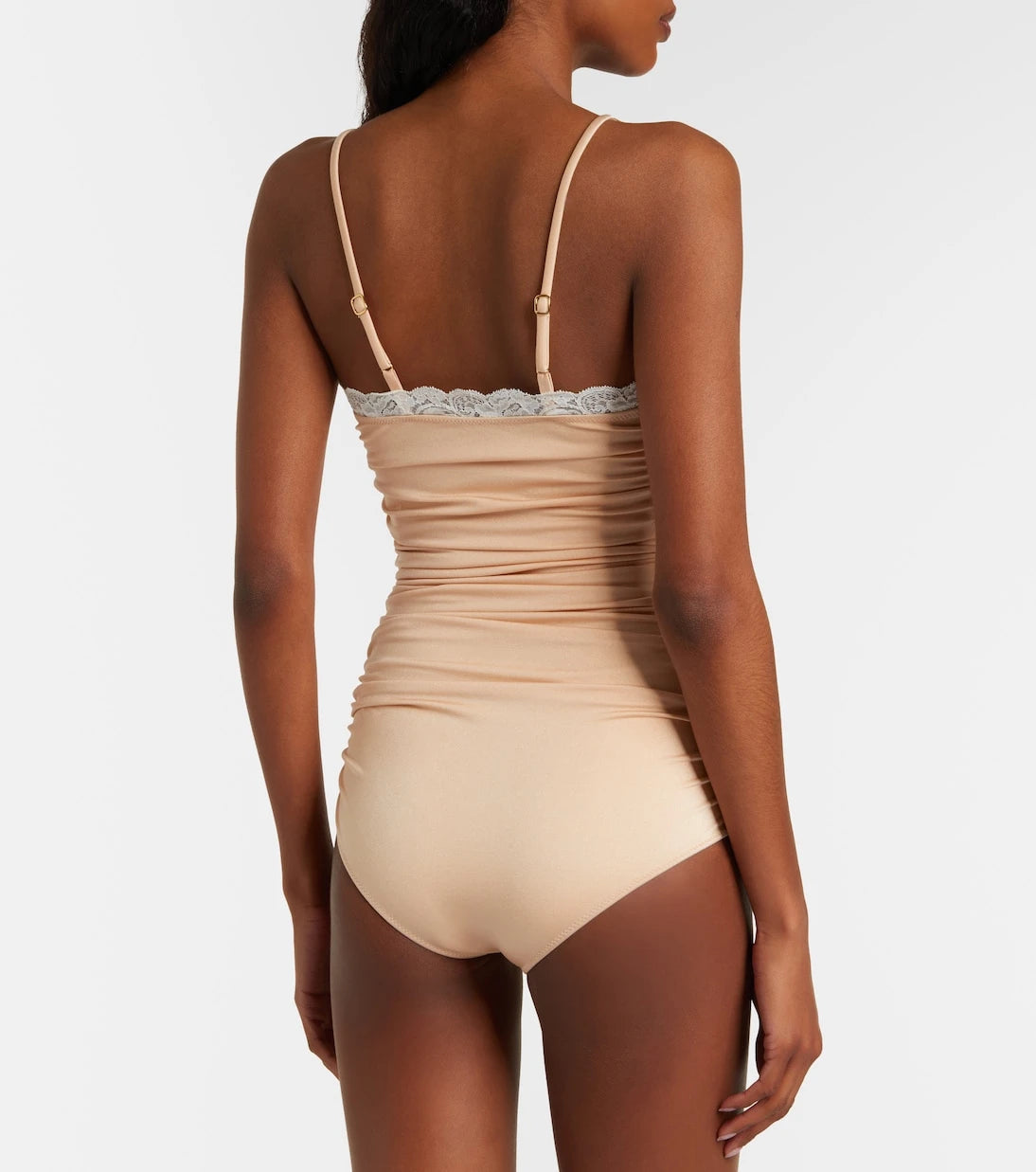 Chloé - Lace-trimmed ruched bodysuit