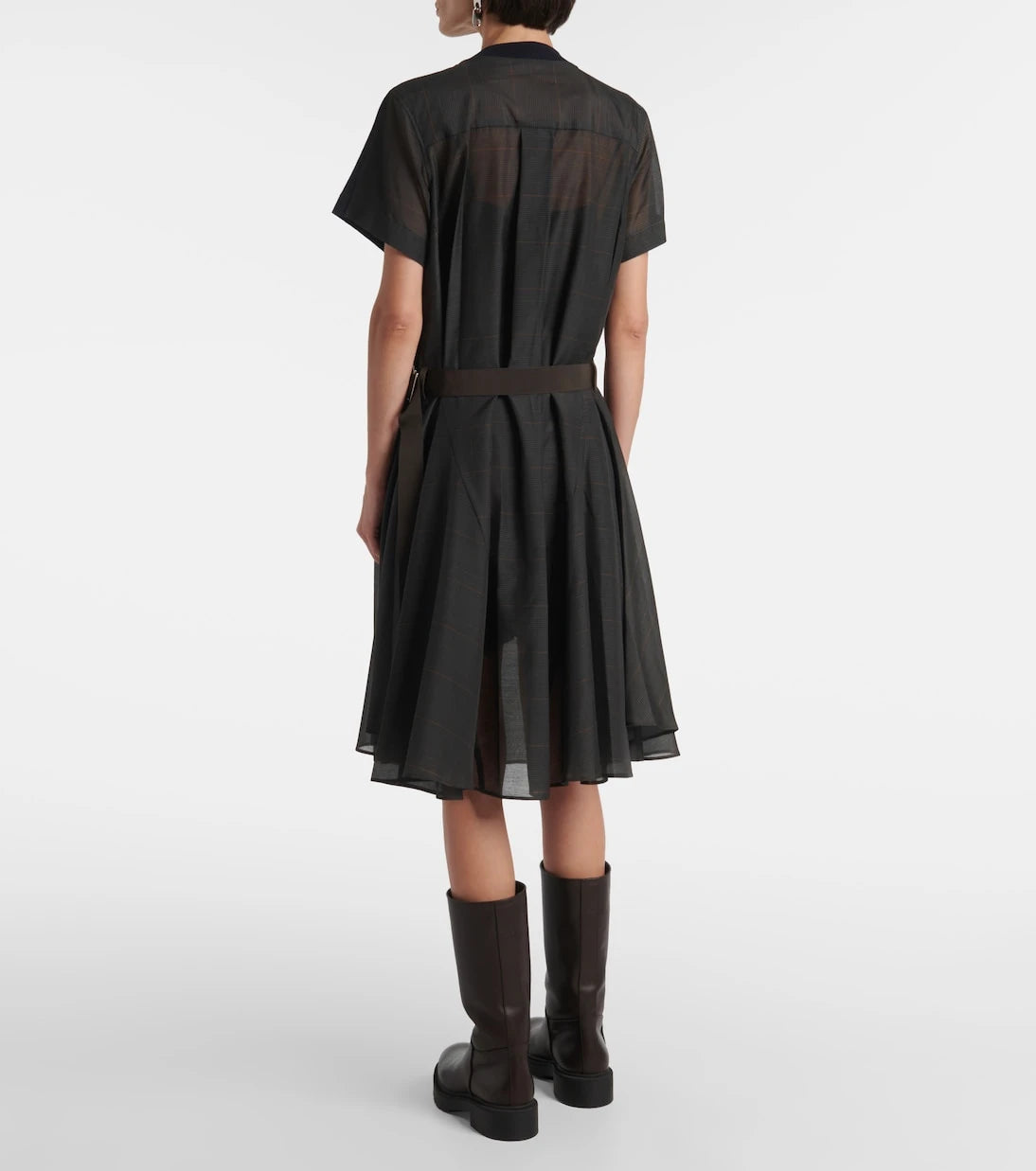 Sacai - فستان ميدي بتصميم قميص جيرسيه