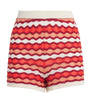 ESCVDO Red Organic Cotton Crochet Mullu Shorts