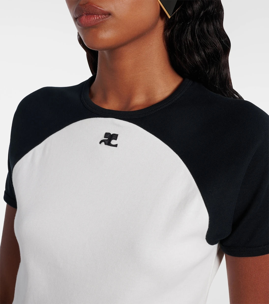 Courrèges - Circle Contrast cotton jersey T-shirt