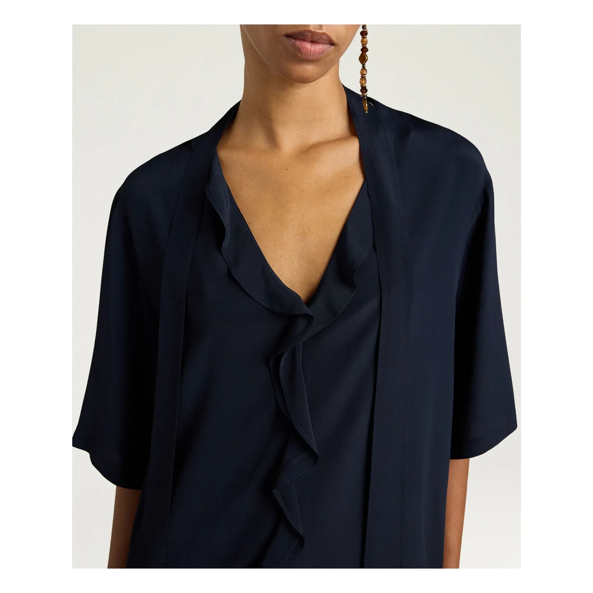 Momoni - Salvia short-sleeve blouse | Navy blue