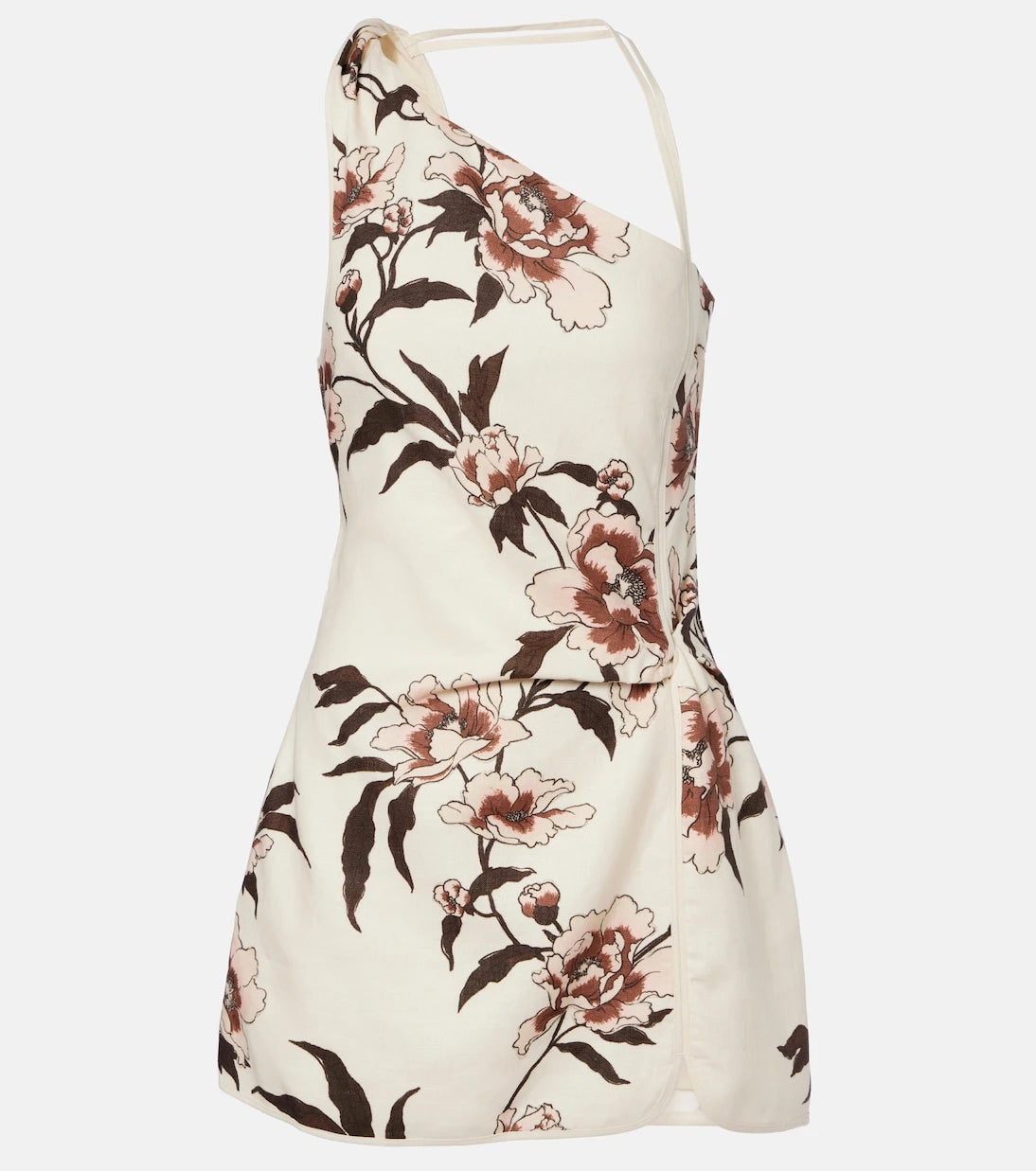 SIR - Floral one-shoulder linen minidress
