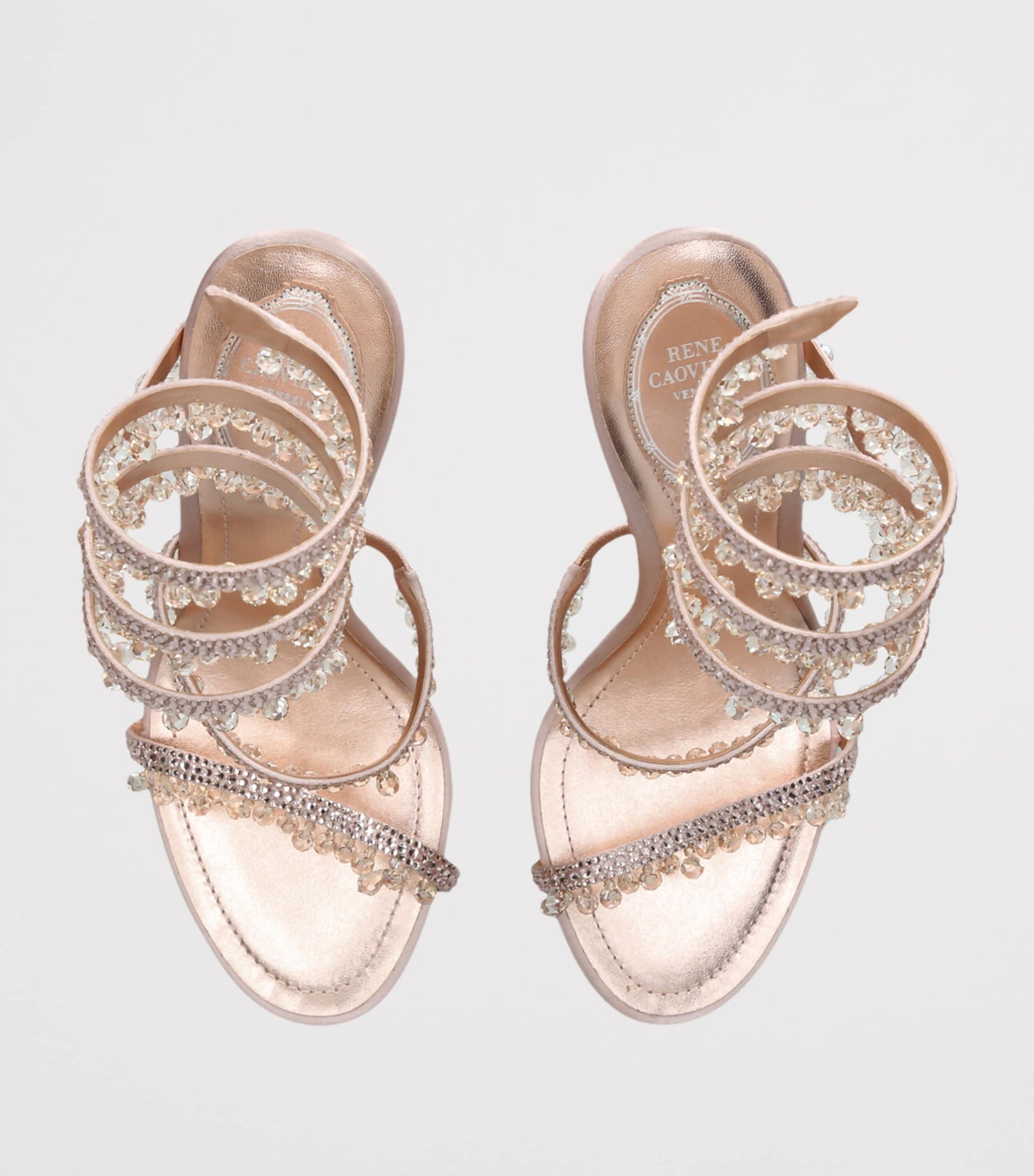 René Caovilla Pink Satin Chandelier Sandals 105