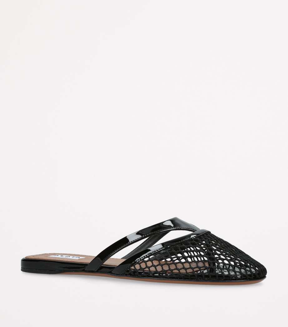 Alaïa Black Infradito Fishnet Flat Mules