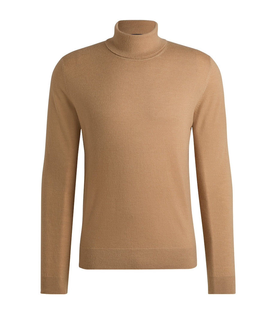 Beige Cashmere Rollneck Sweater