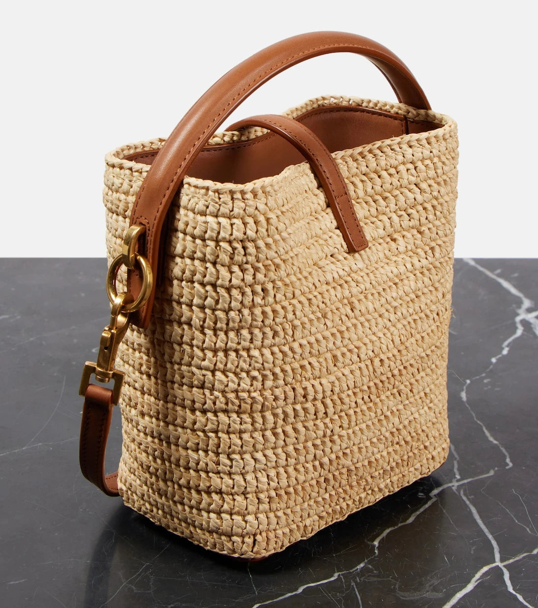 Saint Laurent - Le 37 Mini raffia bucket bag