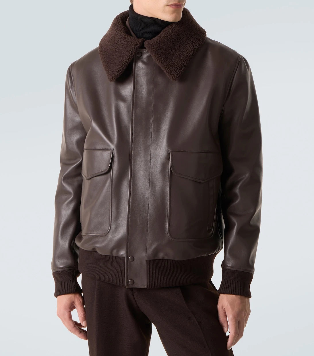 Gabriela Hearst - Shearling-trimmed leather bomber jacket