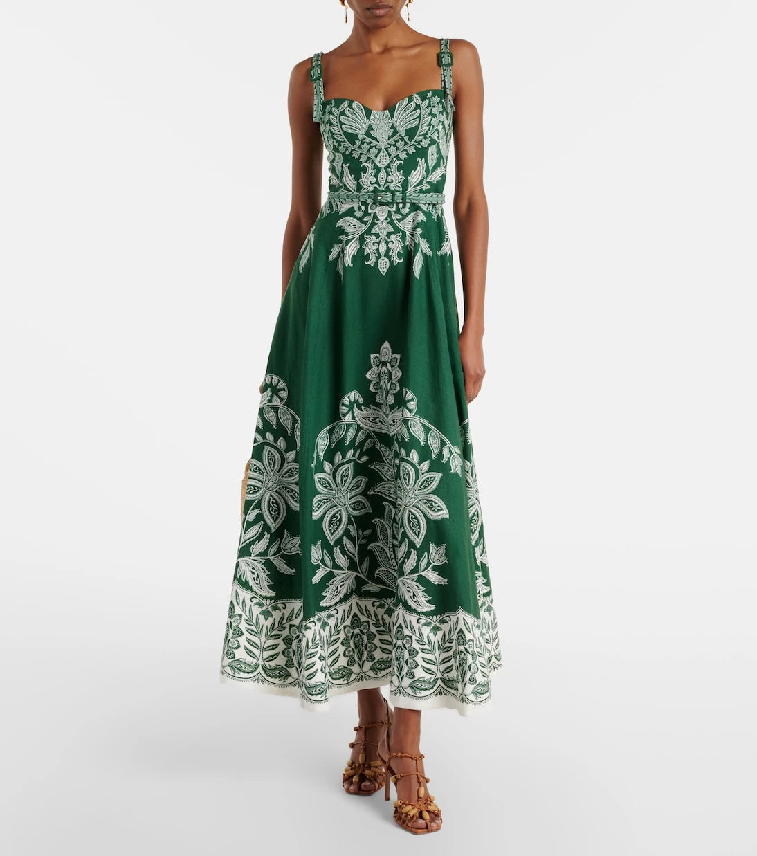 Farm Rio - Miranda belted linen-blend maxi dress