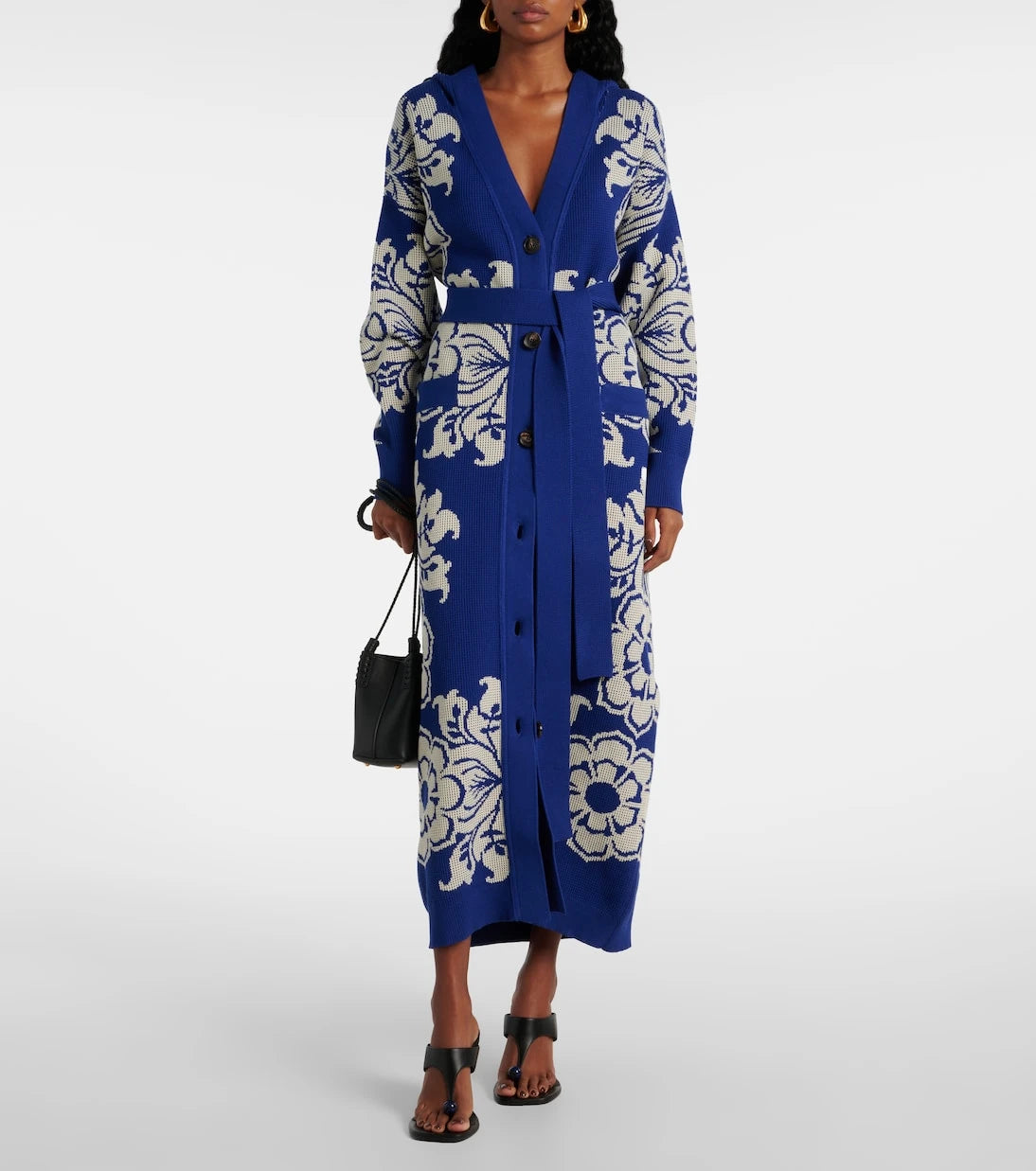 Etro - Çiçek desenli gofre örgülü kapüşonlu hırka