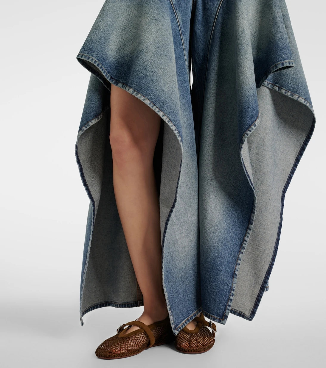 Alaïa - Ruffled wide-leg jeans