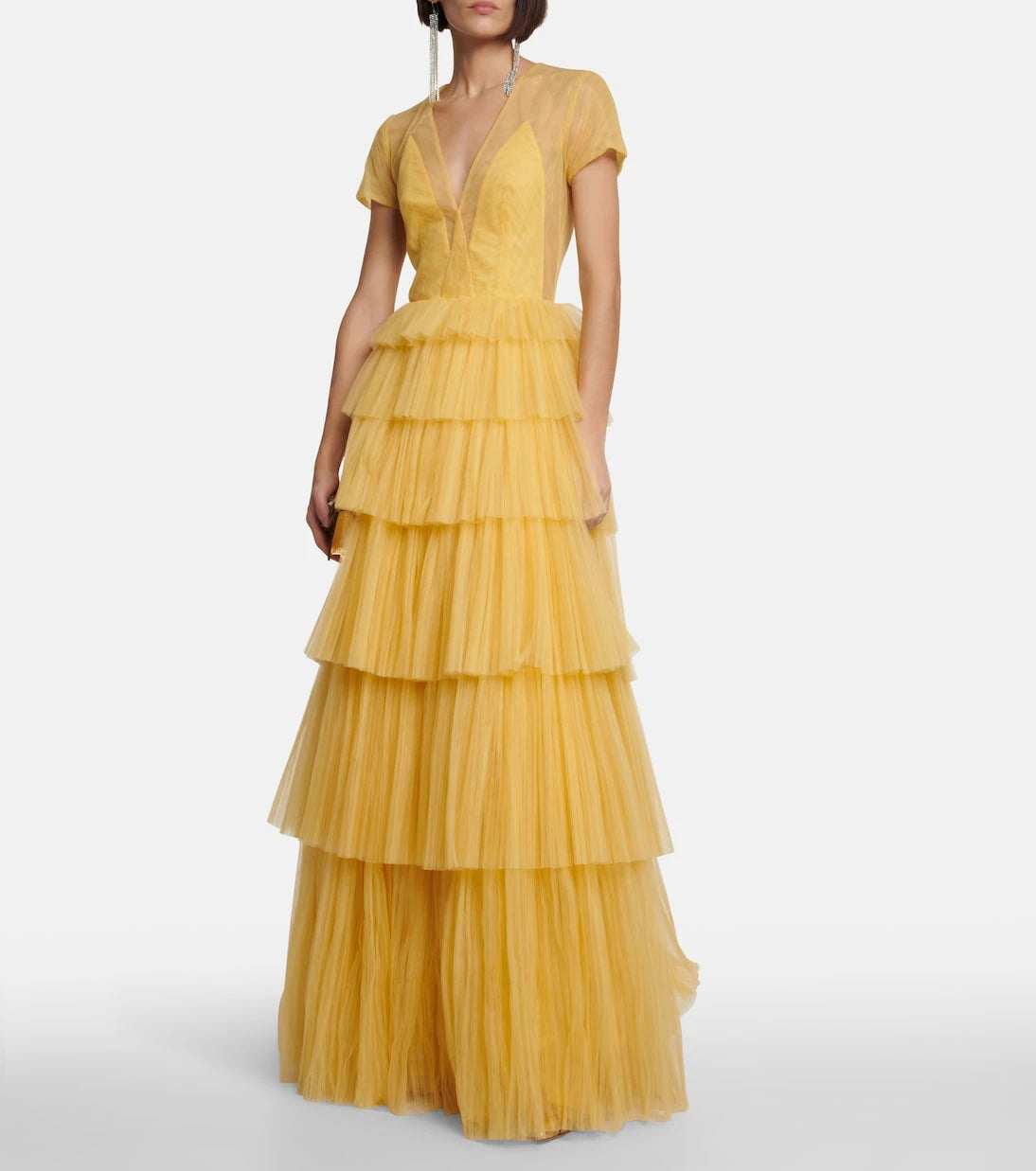 Costarellos - Ruffled tulle gown