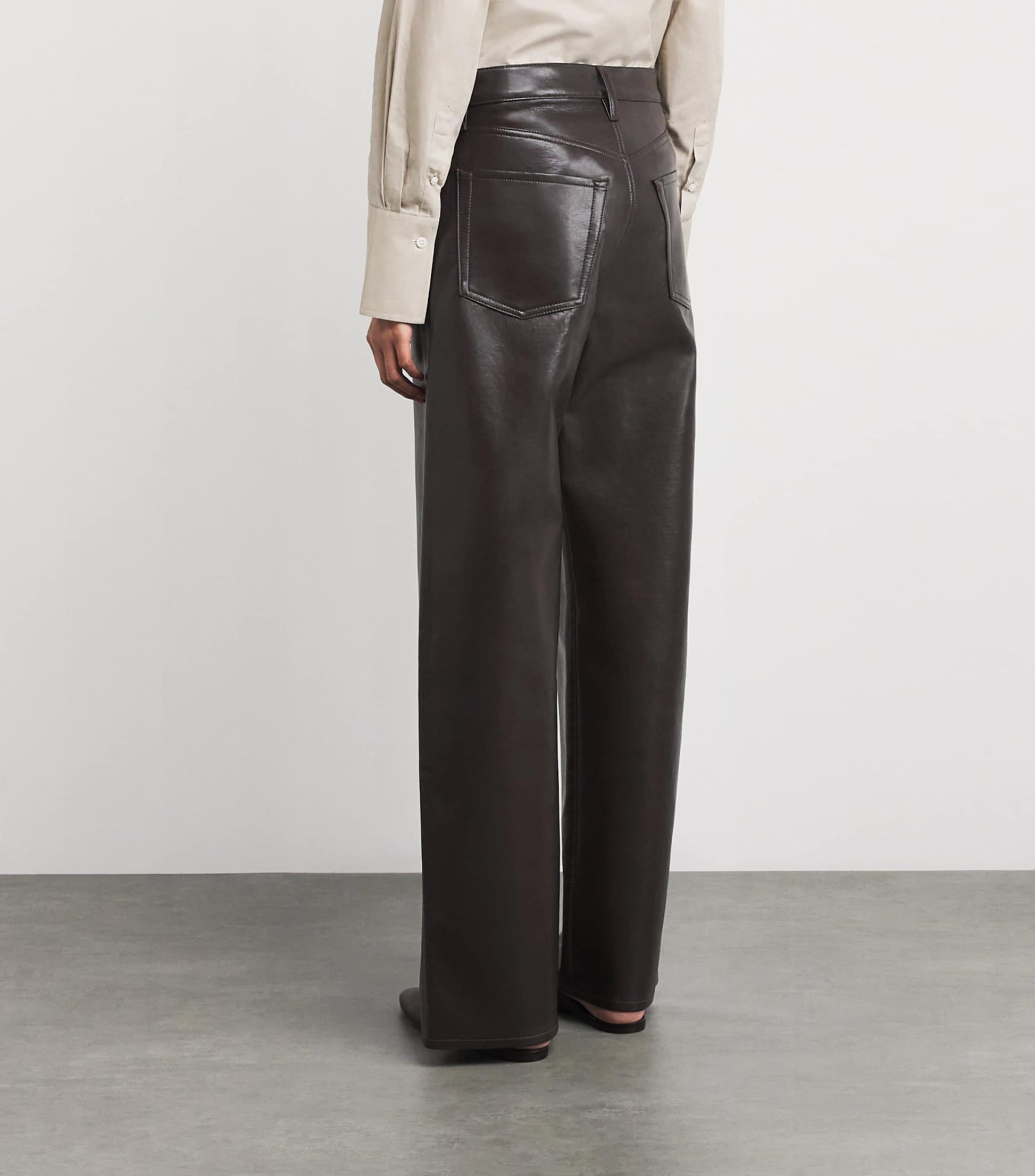 Citizens of Humanity Brown Leather-Blend Ayla Baggy Jeans