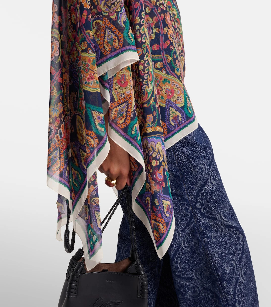 Etro - Printed silk crêpe de chine poncho