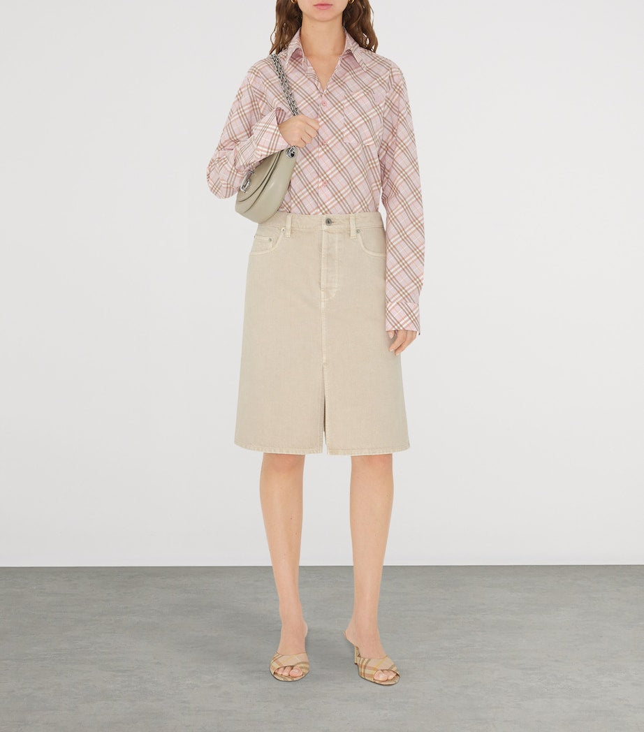 Ivory Mini Denim Skirt