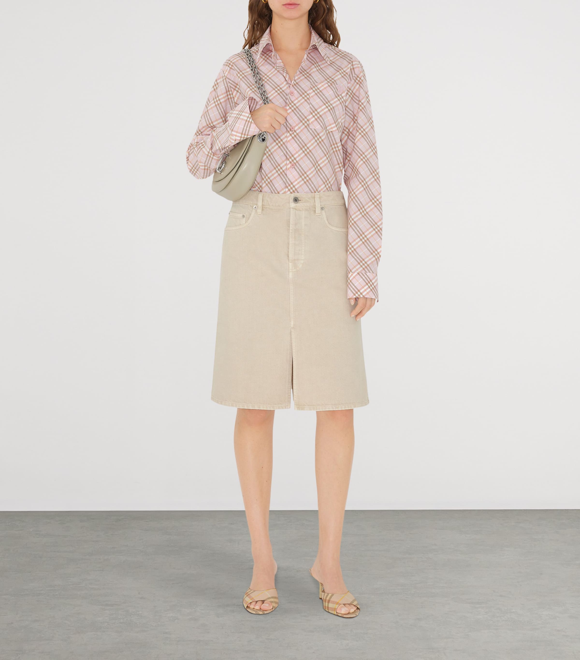 Ivory Mini Denim Skirt