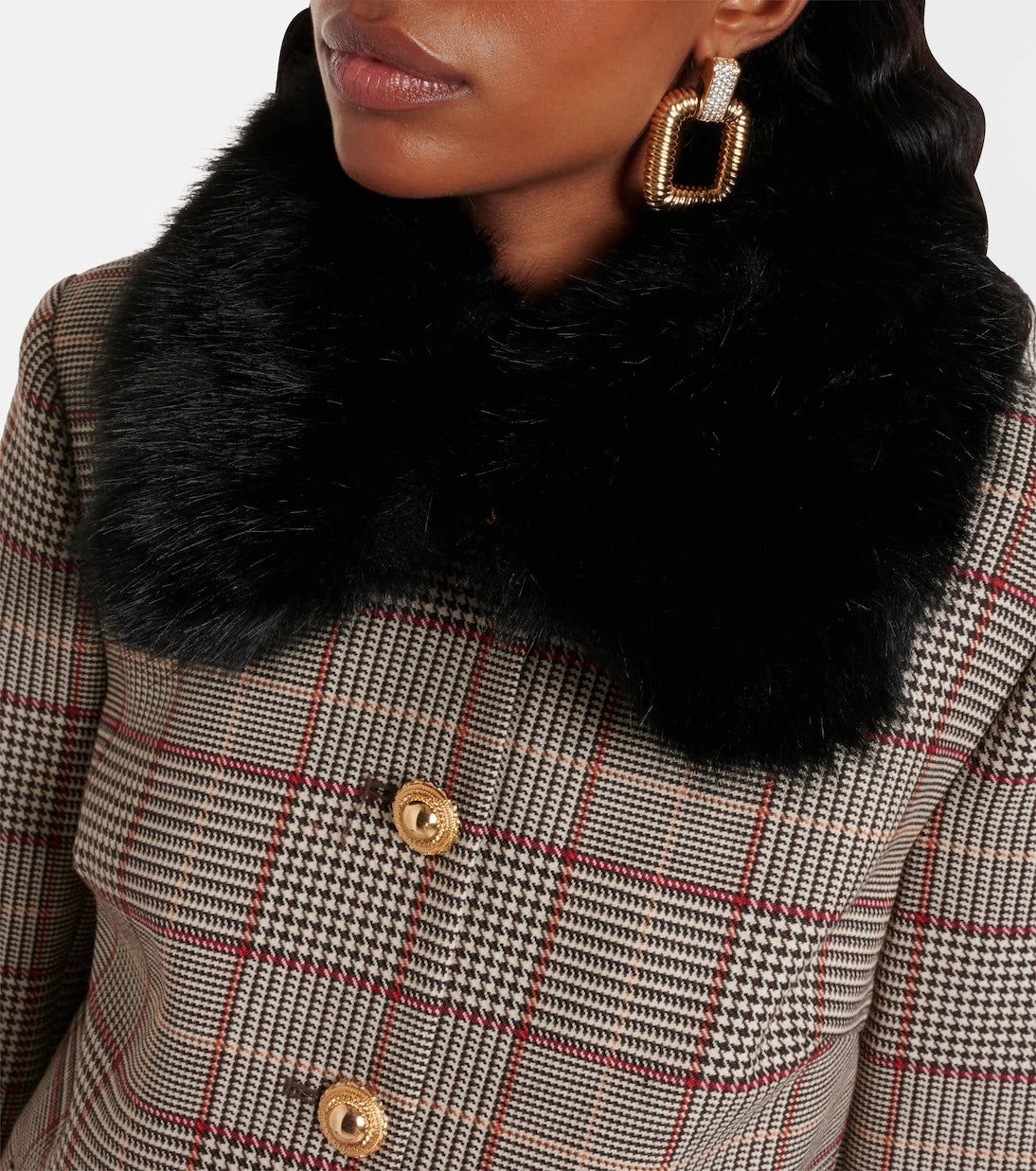 Self-Portrait - Checked cropped jacket