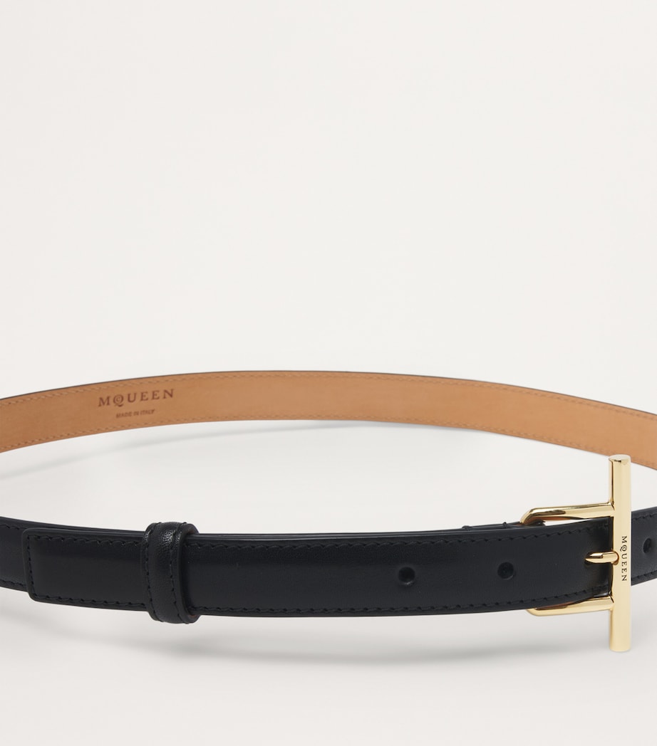 Black Leather T-Bar Belt