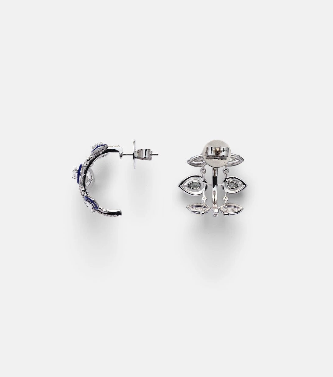 Kamyen - Tulip 18kt white gold earrings with diamonds