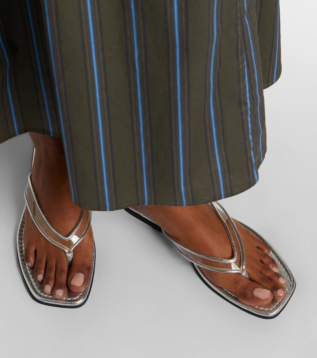 Veronica Beard - Clea leather-trimmed PVC thong sandals