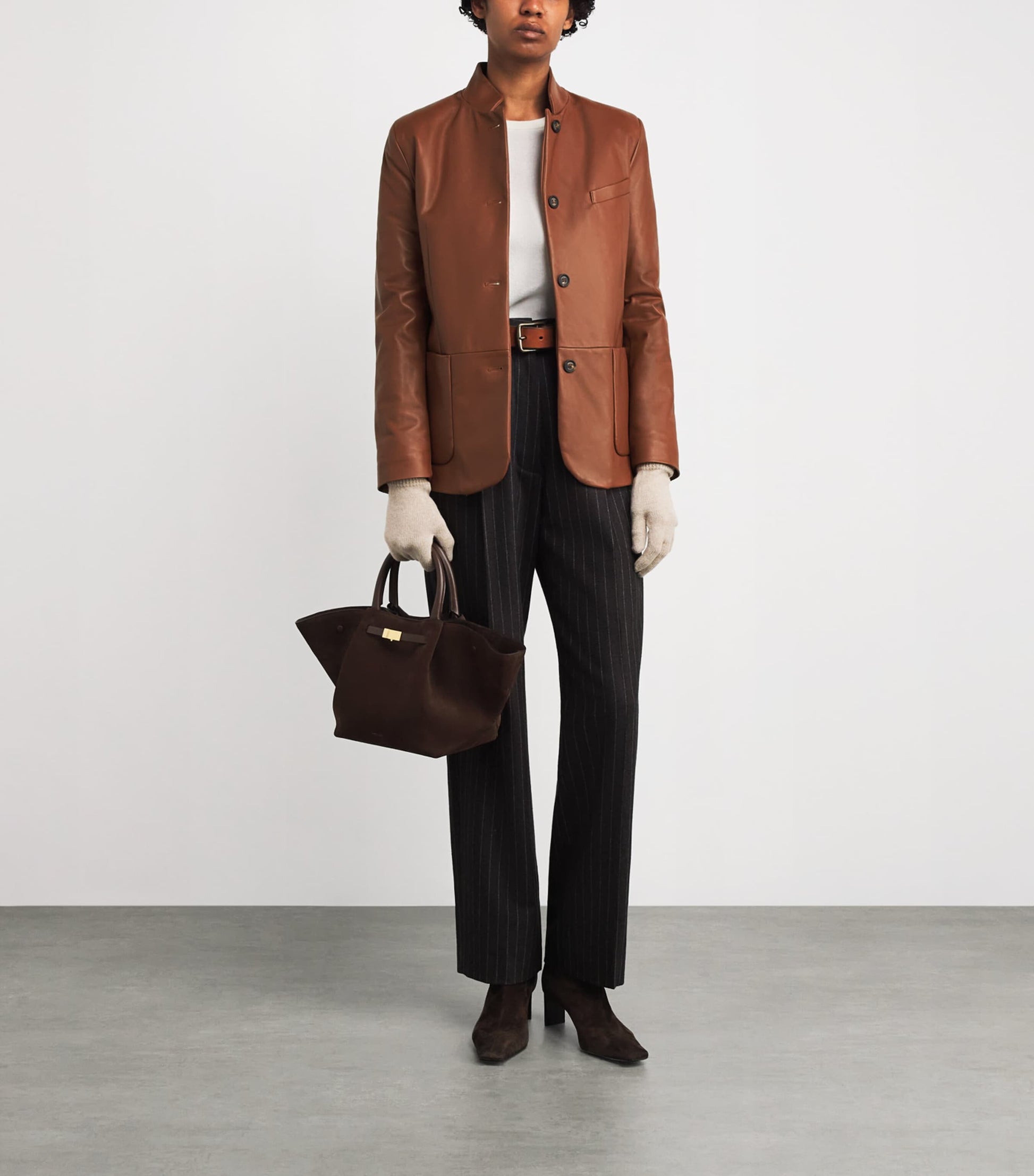 Eleventy Beige Single-Breasted Lamb Leather Jacket