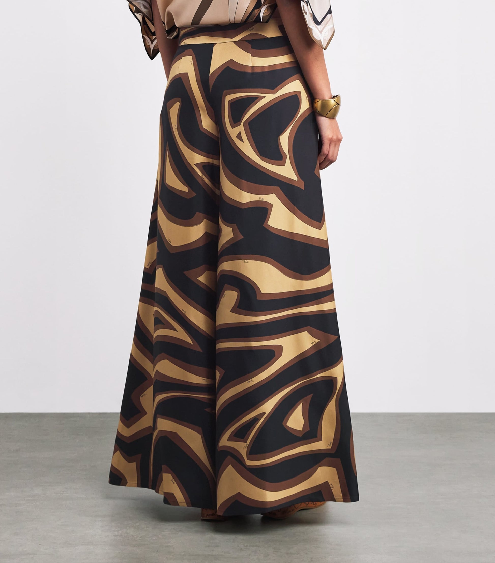 Gold Silk Labirinto Print Trousers