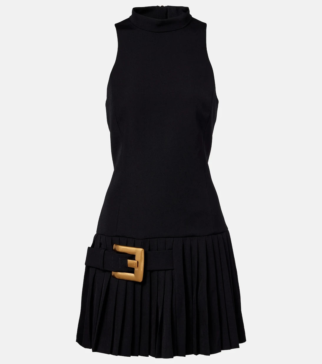 Balmain - Pleated virgin wool minidress