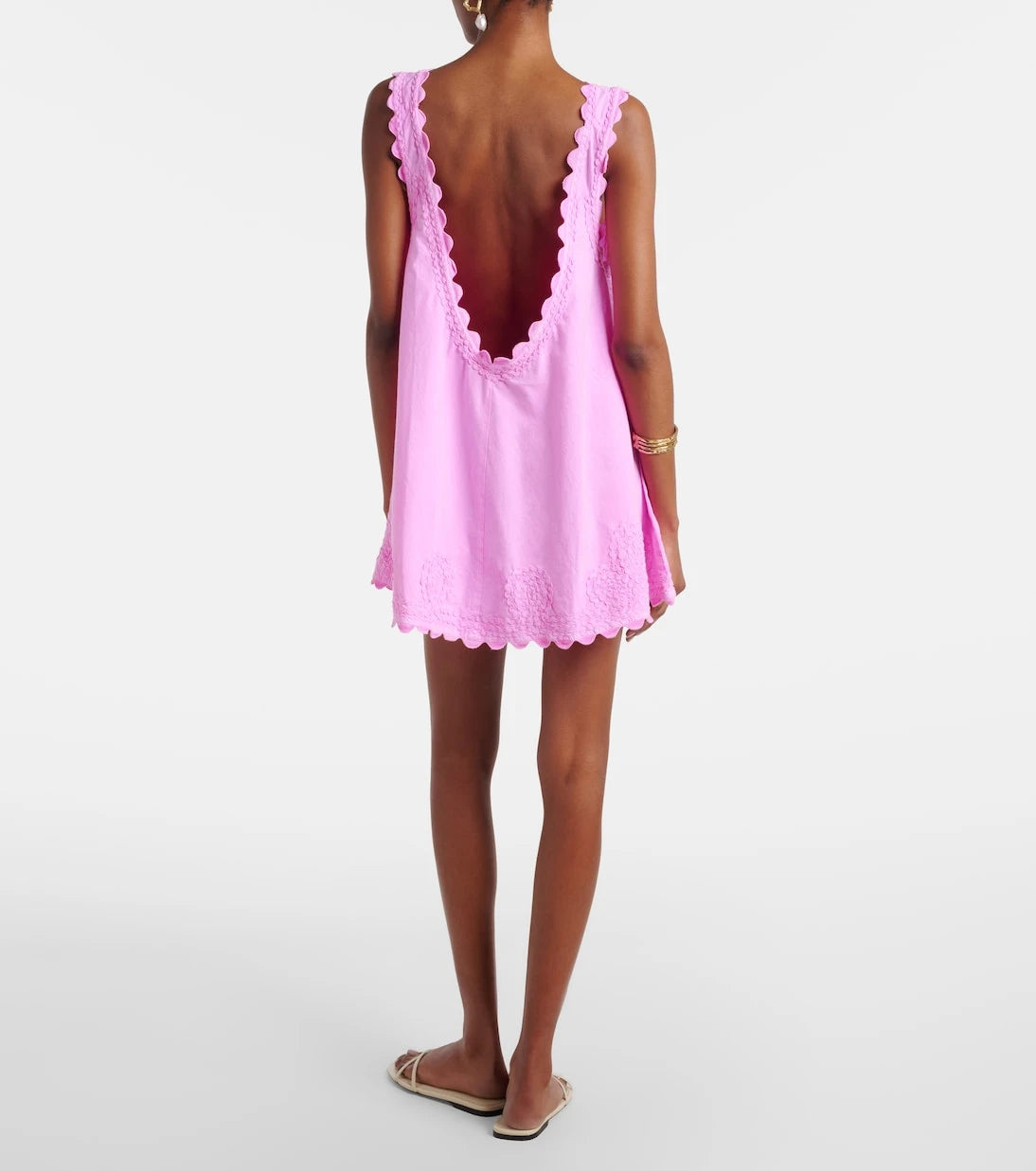Juliet Dunn - Embroidered cotton poplin minidress