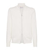 Brunello Cucinelli White Cashmere Zip-Up Cardigan