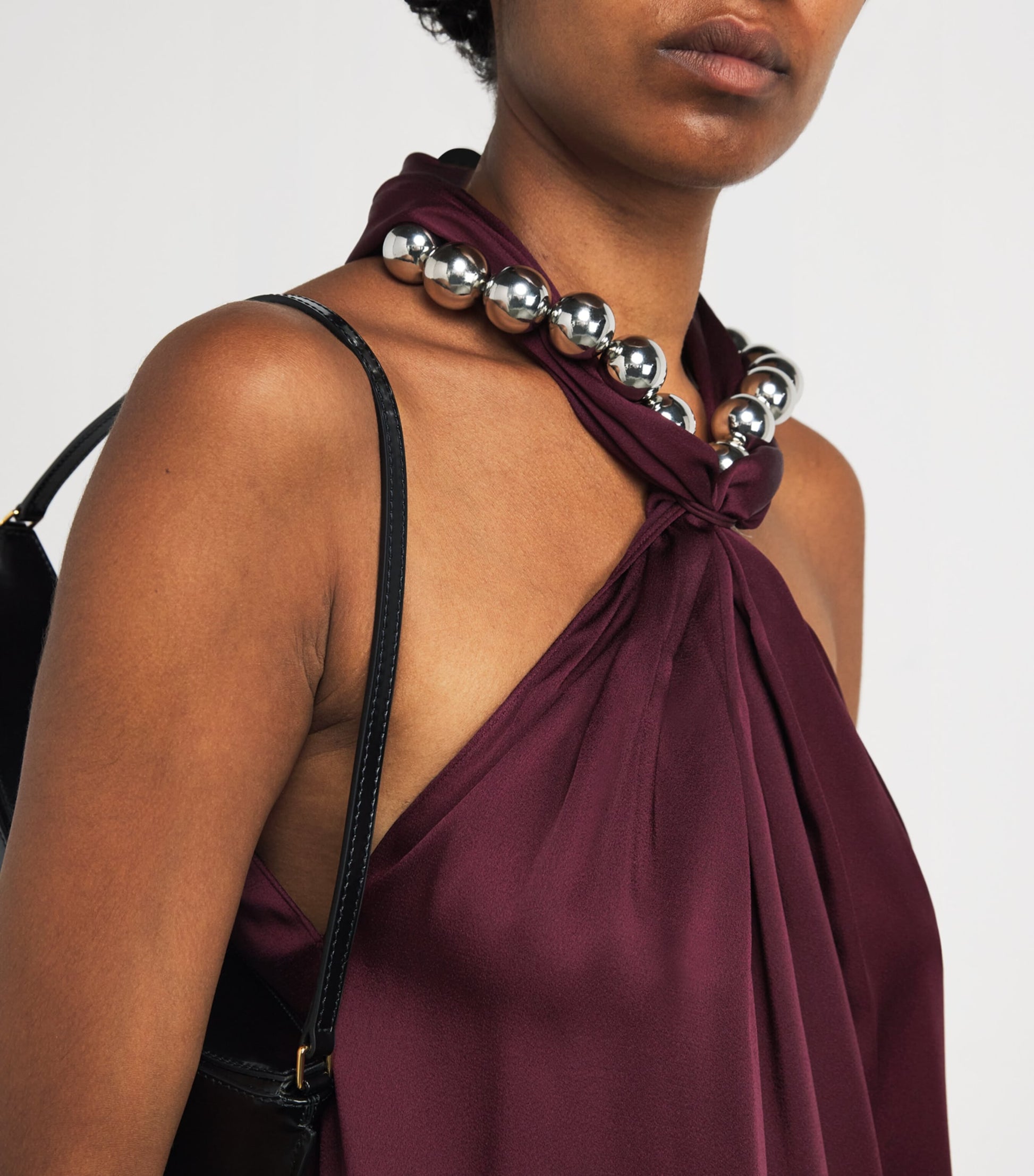 Stella McCartney Burgundy Satin Halterneck Gown