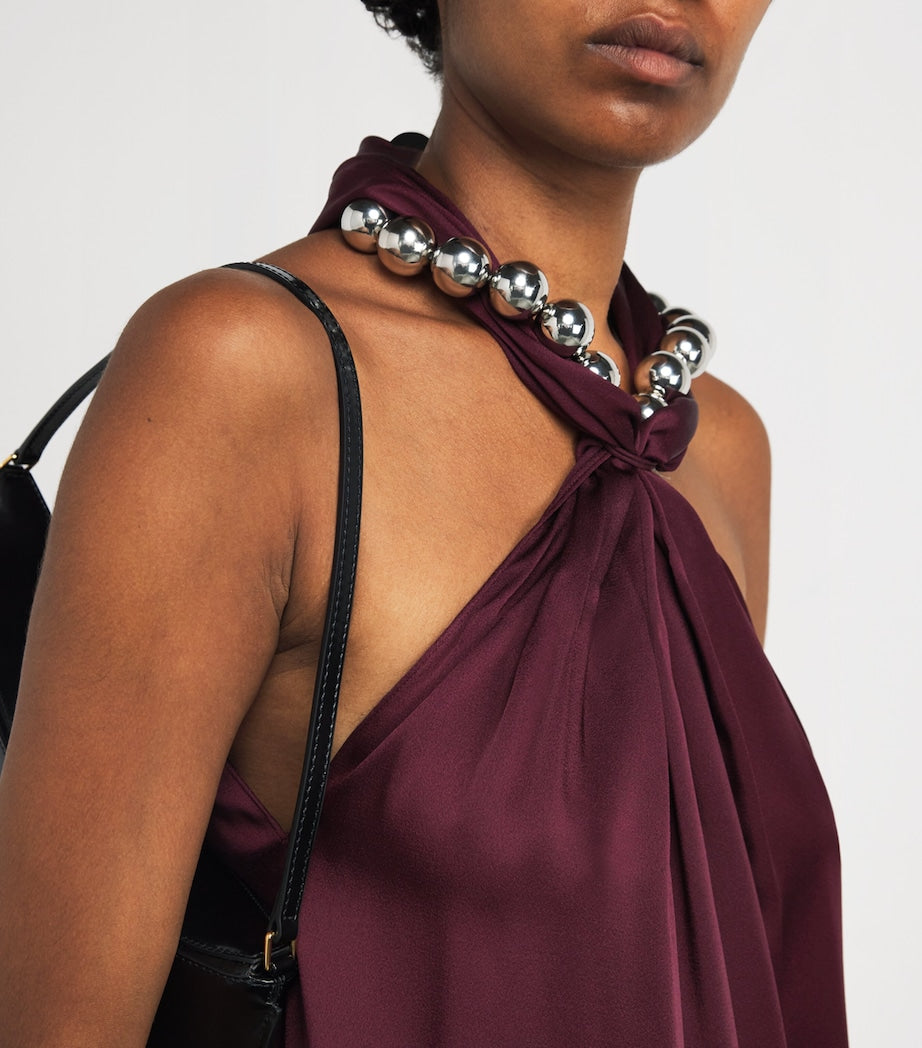 Stella McCartney Burgundy Satin Halterneck Gown