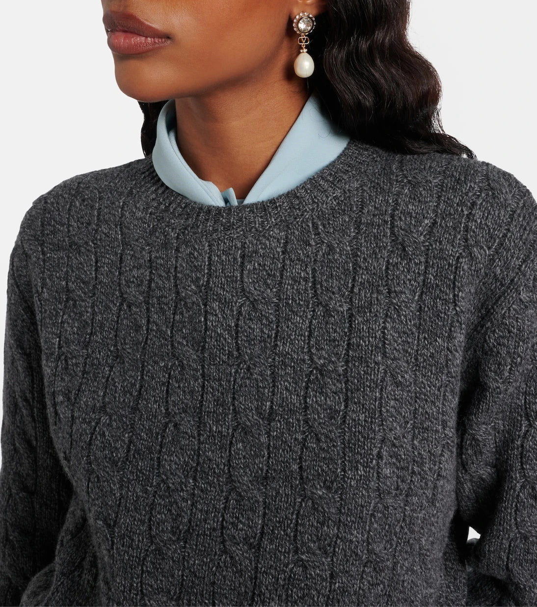 Valentino - Cable-knit virgin wool mouliné sweater