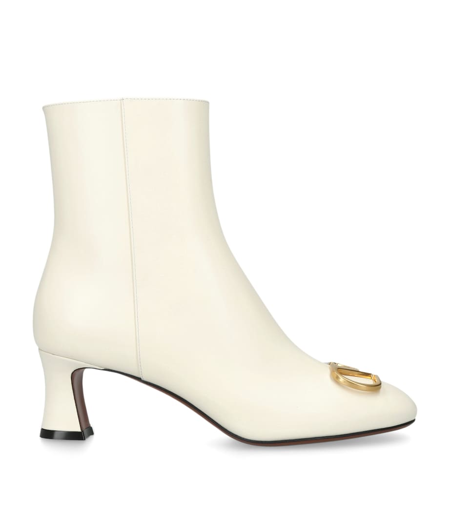 Valentino Garavani Beige Leather Signature VLogo Ankle Boots 55