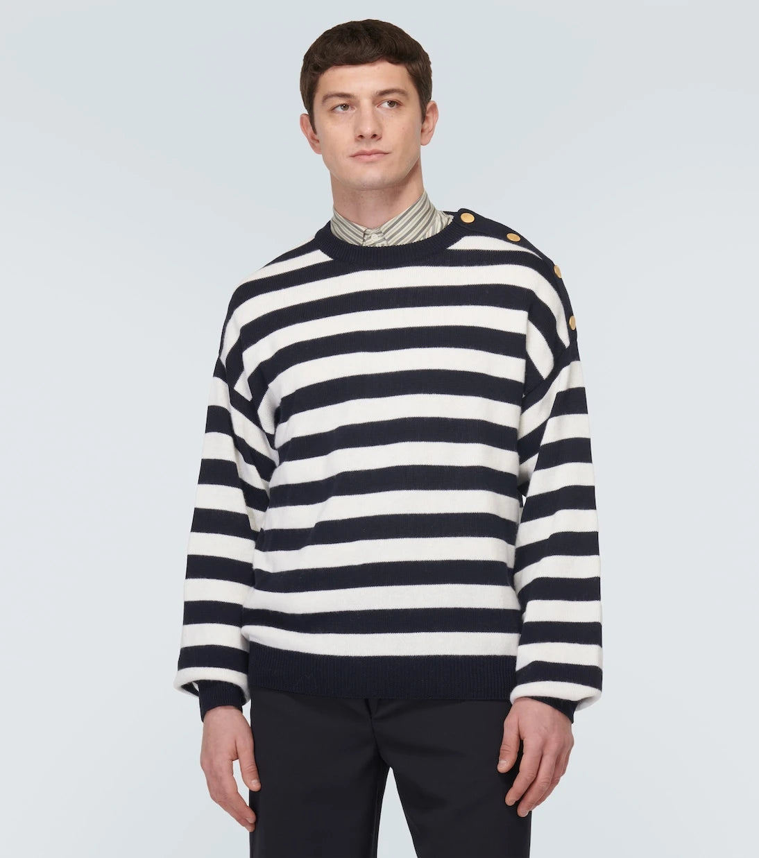 Valentino - Striped cotton and wool sweater