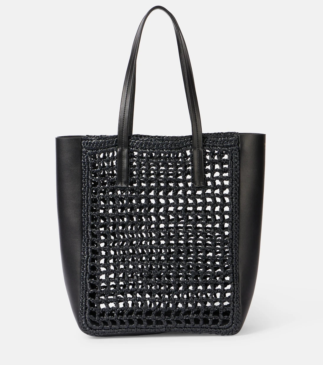 Khaite - Zoe Small leather-trimmed raffia tote bag