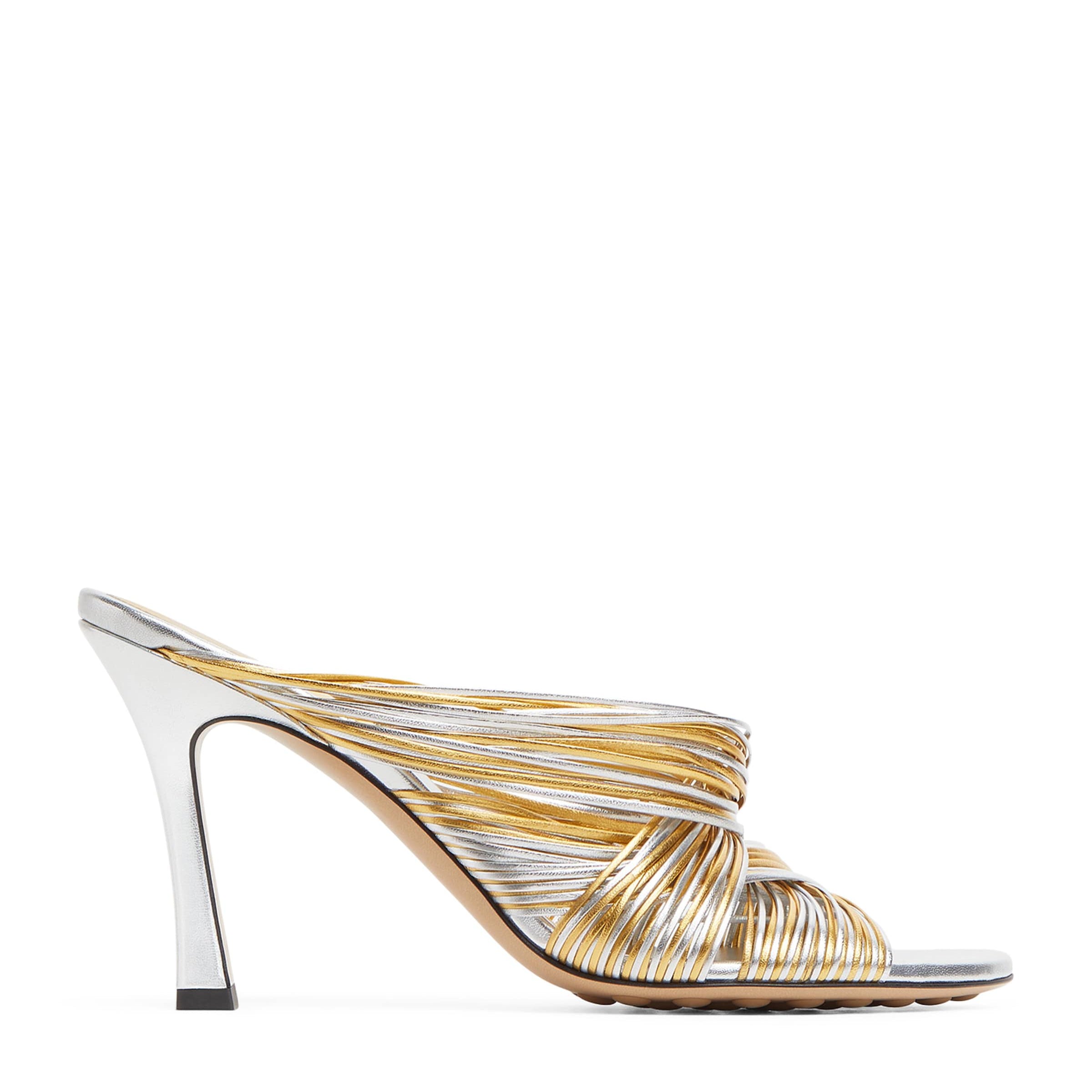 Metallic Leather Rana Tubular Mules 90