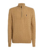 Polo Ralph Lauren Brown Wool-Cashmere Quarter-Zip Sweater