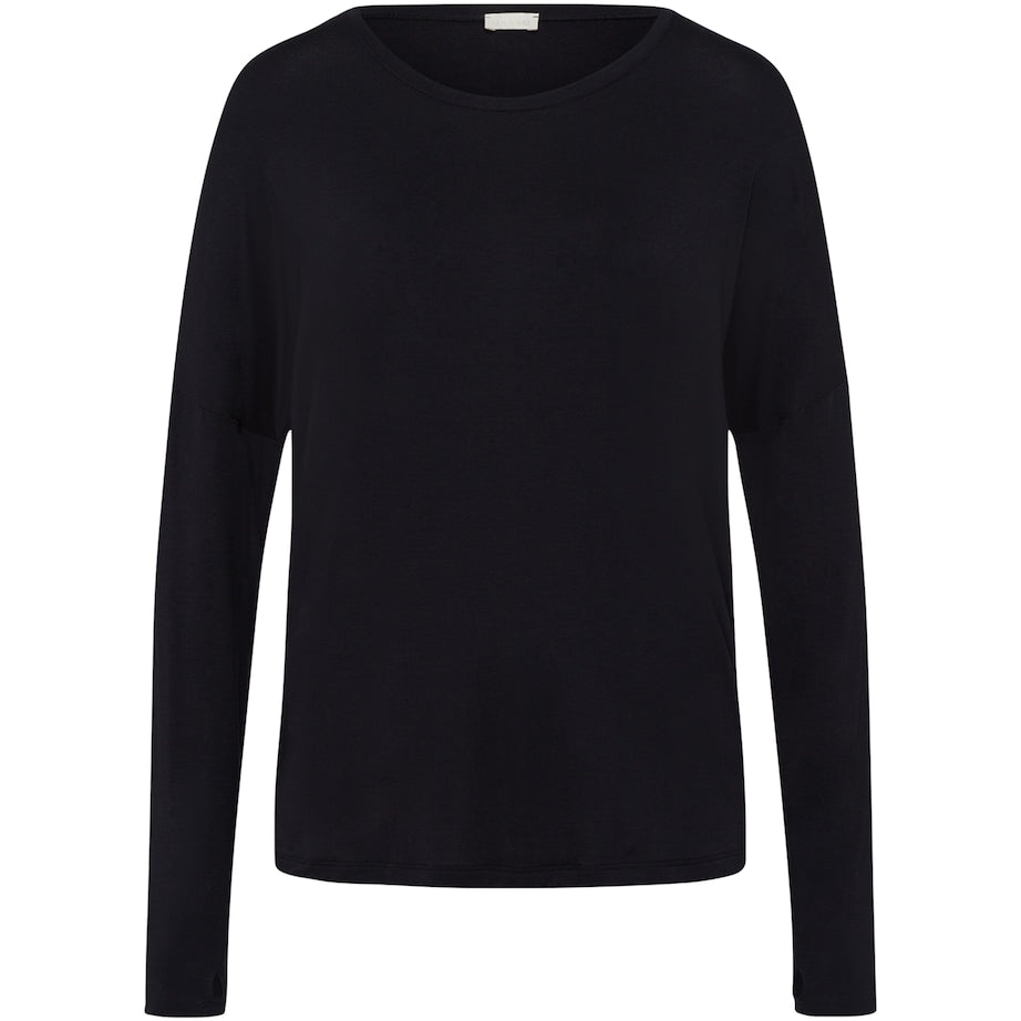 Hanro Black Stretch-Modal Yoga Long-Sleeve Top