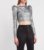 Paco Rabanne Silver Lace Crop Top