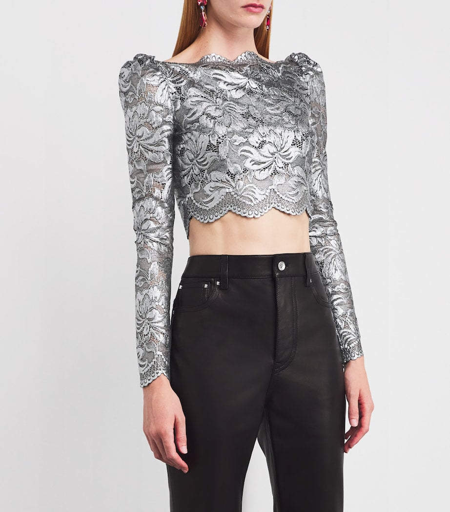 Paco Rabanne Silver Lace Crop Top